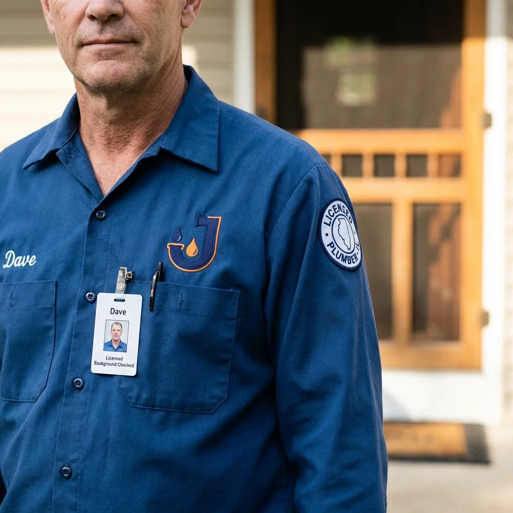Licensed plumber showing ID badge in Williamsport, OH