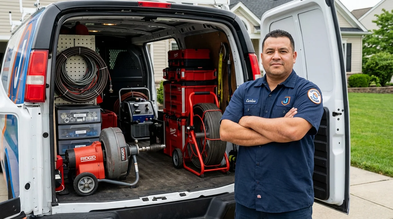 Professional drain cleaning equipment and Johns Plumbing LLC plumber in Williamsport