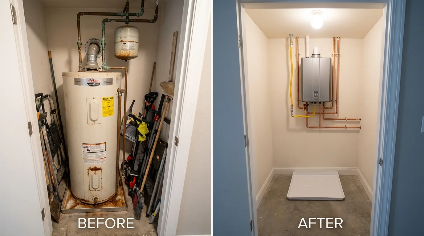 Tank water heater versus wall-mounted tankless unit comparison for Williamsport, OH homeowners
